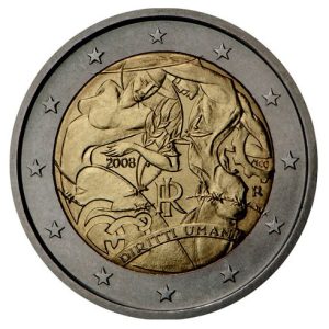 Moneda 2 euros de Italia 2008 Derechos Humanos