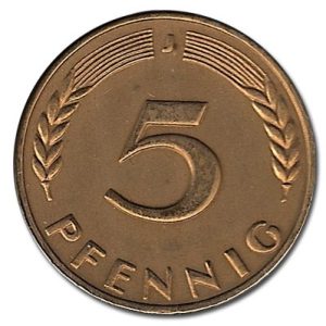 Moneda Alemania 00005 pfennig. 1966 (J). MBC