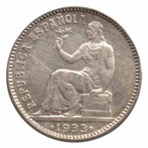 Moneda República 01 peseta 1933*34.EBC