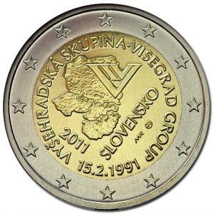 Moneda 2 euros de Eslovaquia 2011 Grupo Visegrad