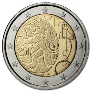 Moneda 2 euros de Finlandia 2010 Aniversario Moneda Finlandesa