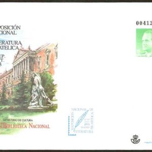 019. Sobre Entero Postal Exp. Nacional Literatura Filatélica