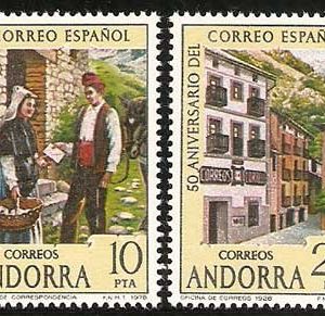 Serie sellos Andorra 112-15. L Aniversario del Correo Español