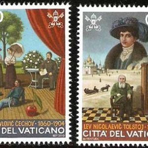 Serie sellos Vaticano 1538-39. León Tolstoi y A. Paulovic Chejov