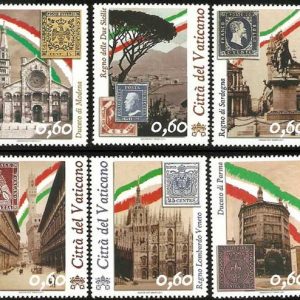 Serie sellos Vaticano 1543-48. 150 Aniv. Unidad de Italia