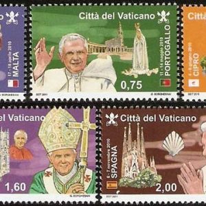 Serie sellos Vaticano 1574-78. Viajes del Papa