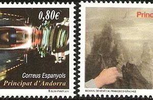 Serie sellos Andorra 386-87. Bienal de Venecia