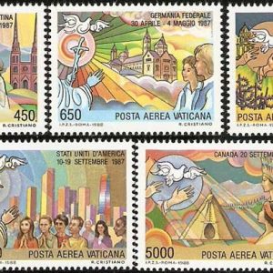 Serie sellos Vaticano Aéreo 83-87. Viajes del Papa