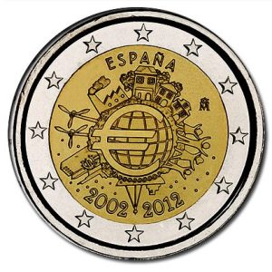 Moneda 2 euros de España 2012 X ANIVERSARIO EURO