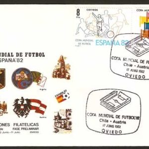 0208.Matasellos Chile – Austria (Oviedo – 17/06/1982)