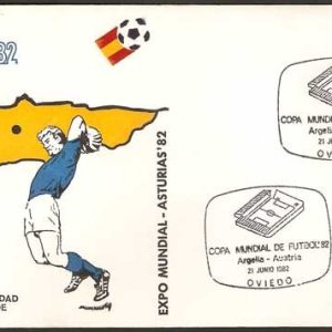 0210. Matasellos  Argelia – Austria (Oviedo – 21/06/1982)