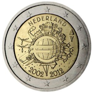 Moneda 2 euros de Holanda 2012 X Aniversario del Euro