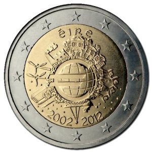 Moneda 2 euros de Irlanda 2012 X Aniversario del Euro