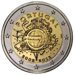 Moneda 2 euros de Portugal 2012 X Aniversario del Euro