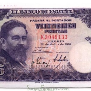 Billete Estado Español 0025 pesetas Madrid 1954 SC