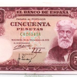 Billete Estado Español 0050 pesetas Madrid 1951 SC