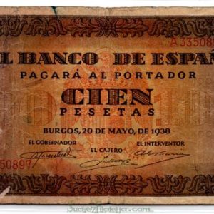 Billete Estado Español 0100 pesetas Burgos 1938 MBC-