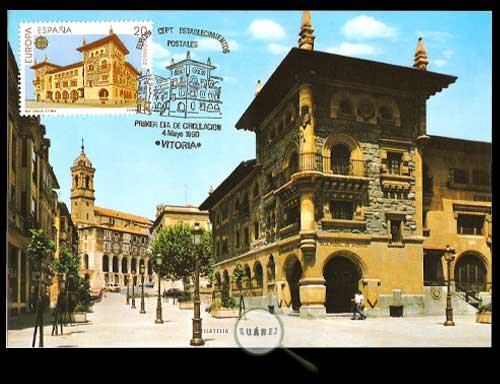 (1990) 2 Tarjetas Europa. Establecimientos postales