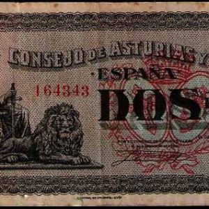 Billete Consejo de Asturias y León 02 pesetas 1936 MBC
