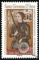 Serie sellos Vaticano 1591. Juana de Arco