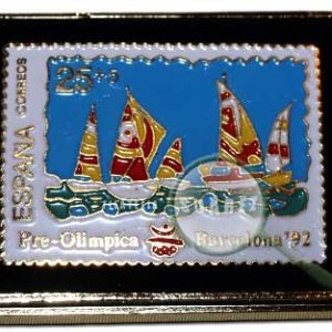 Pin J.J.O.O. «Barcelona 92» réplica de sello. Vela