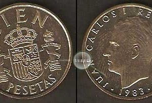 Monedas. 100 pesetas S/C (flor hacia reverso)