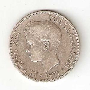 Moneda Alfonso XIII 05 Pesetas 1897 *18.97 (SGV).MBC