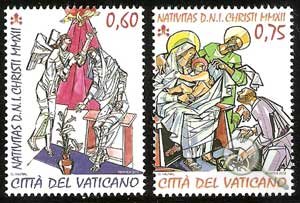 Serie sellos Vaticano 1606-07. Navidad 2012