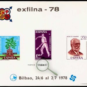 Hojas Recuerdo Nº 065. Exfilna 78. Sin Matasello