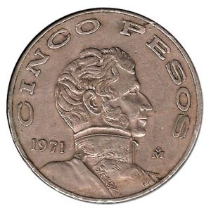 Moneda México 0005 pesos 1974.MBC