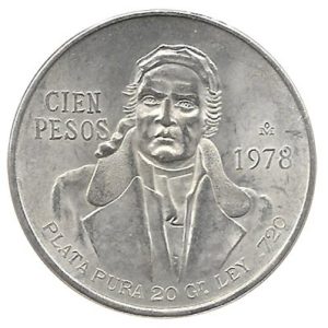 Moneda México 0100 pesos 1977.SC