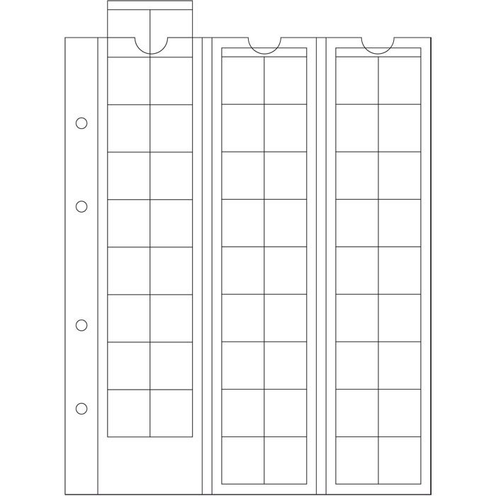 Hojas monedas Leuchtturm OPTIMA para 54 monedas hasta 20 mm