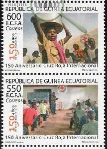 Sellos Guinea Ec. 474/77 150 Aniv. Cruz Roja