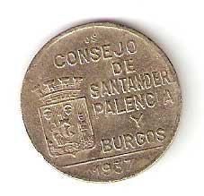 Moneda Consejo Santander,Palencia y Burgos  01  peseta 1937.MBC