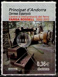 Serie sellos Andorra 391. X Aniv. Fragua de Rosell