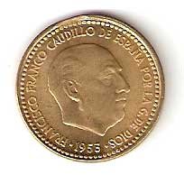 Moneda 001 peseta 1953 *19.61 .SC.FALLO CUÑO