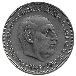 Moneda 005  pesetas 1949 *50.MB+