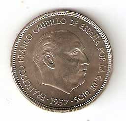 Moneda 025  pesetas 1957 *75. S/C