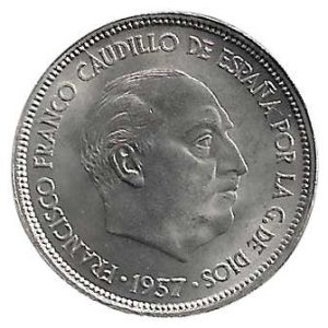Moneda 025  pesetas 1957 *59.SC