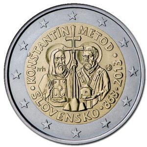 Moneda 2 euros de Eslovaquia 2013 – San Cirilo y San Metodio
