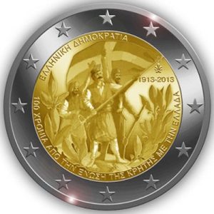 Moneda 2 euros de Grecia 2013 100 Años Adhesión de Creta