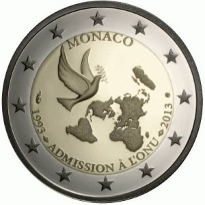 Moneda 2 euros de Mónaco 2013 20º Aniversario de la Adhesión