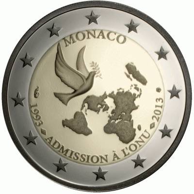 Moneda 2 euros de Mónaco 2013 20º Aniversario de la Adhesión