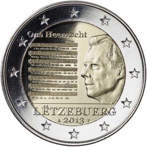 Moneda 2 euros de Luxemburgo 2013 Himno Nacional