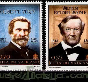 Serie sellos Vaticano 1633/34. Verdi y Wagner