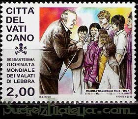 Serie sellos Vaticano 1637. Día contra la Lepra, Raoul Follereau