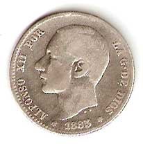 Moneda Alfonso XII 01 Peseta 1885 *–.– (MSM).BC