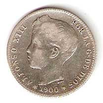 Moneda Alfonso XIII 01 Pesetas 1900 *–.– (SMV).BC+