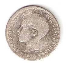 Moneda Alfonso XIII 01 Pesetas 1900 *–.– (SMV).BC
