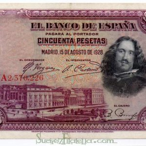 Billete Banco de España – Madrid 0050 pesetas 1928 MBC RESELLO